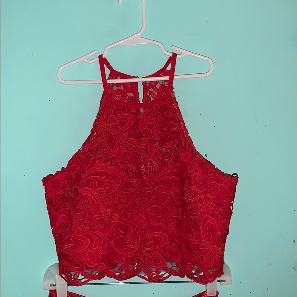 Two piece red homecoming/ prom dress